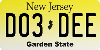 NJ license plate D03DEE