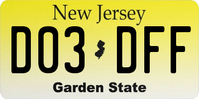 NJ license plate D03DFF