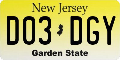 NJ license plate D03DGY