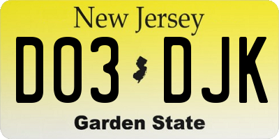 NJ license plate D03DJK