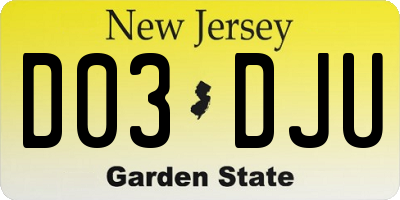 NJ license plate D03DJU