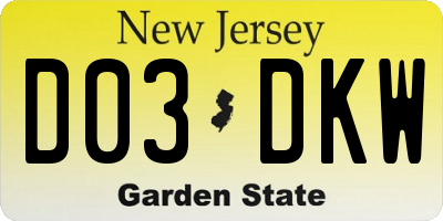 NJ license plate D03DKW