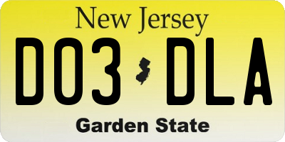 NJ license plate D03DLA