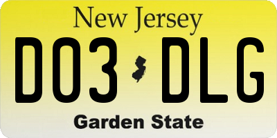 NJ license plate D03DLG