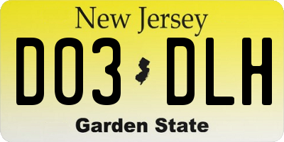 NJ license plate D03DLH