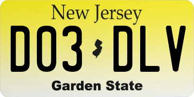 NJ license plate D03DLV