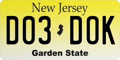 NJ license plate D03DOK