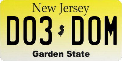 NJ license plate D03DOM