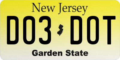 NJ license plate D03DOT
