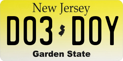 NJ license plate D03DOY