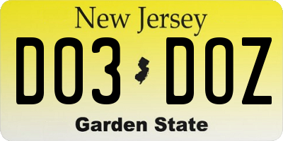 NJ license plate D03DOZ