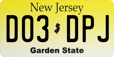 NJ license plate D03DPJ