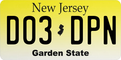 NJ license plate D03DPN