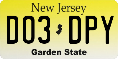 NJ license plate D03DPY