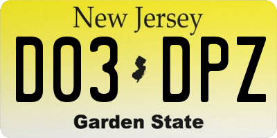 NJ license plate D03DPZ