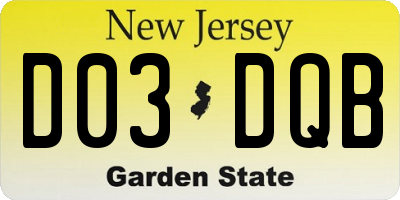 NJ license plate D03DQB
