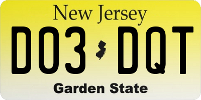 NJ license plate D03DQT