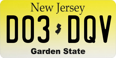 NJ license plate D03DQV