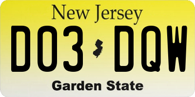 NJ license plate D03DQW