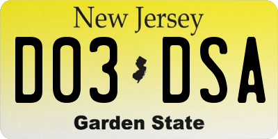 NJ license plate D03DSA
