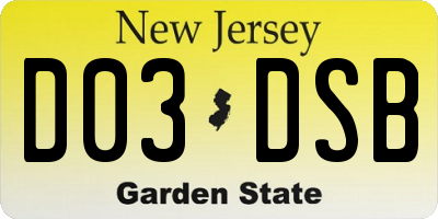 NJ license plate D03DSB