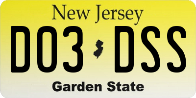 NJ license plate D03DSS