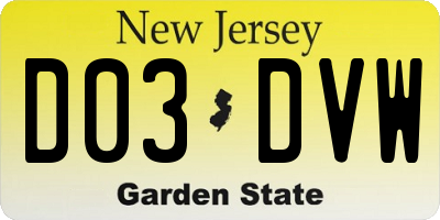 NJ license plate D03DVW