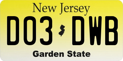NJ license plate D03DWB