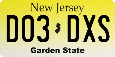 NJ license plate D03DXS
