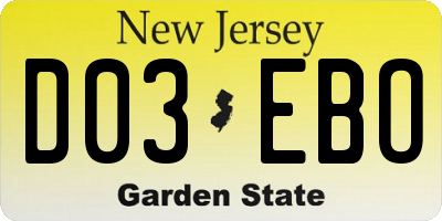 NJ license plate D03EBO