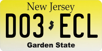 NJ license plate D03ECL
