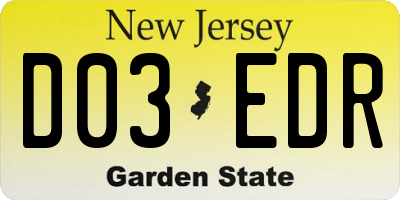 NJ license plate D03EDR