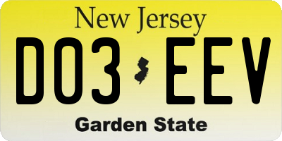 NJ license plate D03EEV