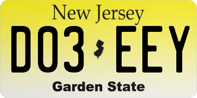 NJ license plate D03EEY