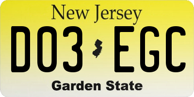 NJ license plate D03EGC