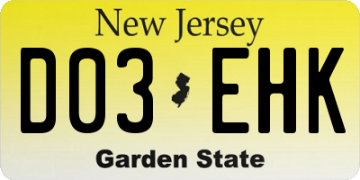NJ license plate D03EHK