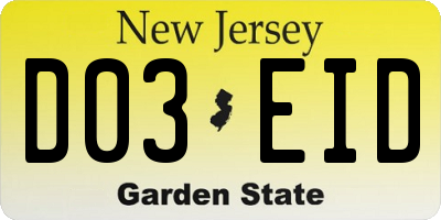 NJ license plate D03EID