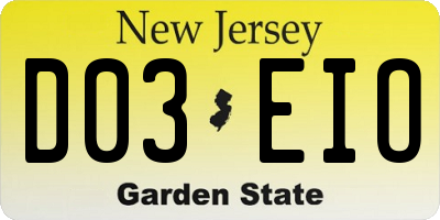 NJ license plate D03EIO