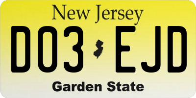NJ license plate D03EJD