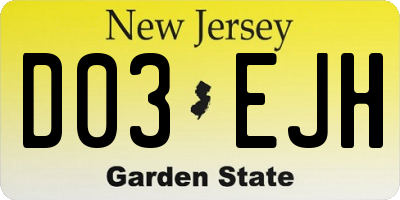 NJ license plate D03EJH