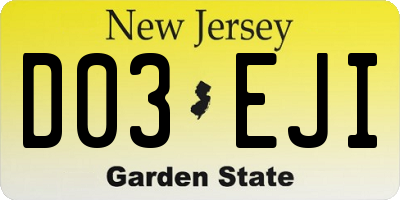 NJ license plate D03EJI