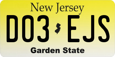 NJ license plate D03EJS