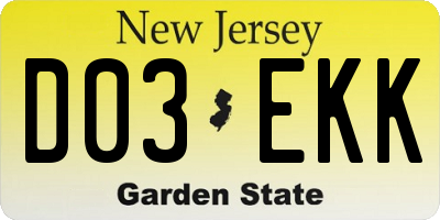 NJ license plate D03EKK
