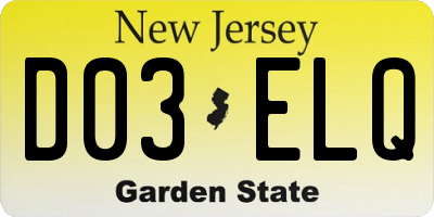 NJ license plate D03ELQ