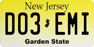 NJ license plate D03EMI