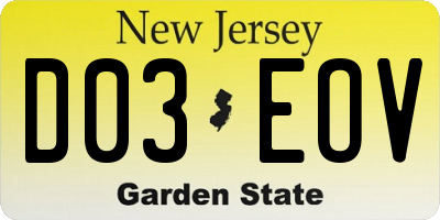 NJ license plate D03EOV