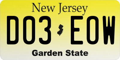 NJ license plate D03EOW