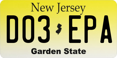 NJ license plate D03EPA