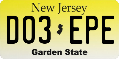 NJ license plate D03EPE