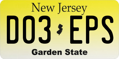 NJ license plate D03EPS